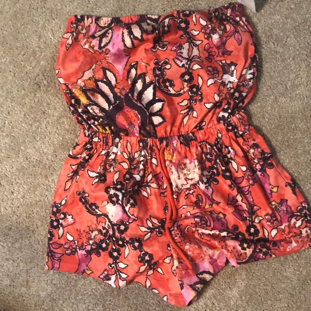 Size small strapless pink floral romper